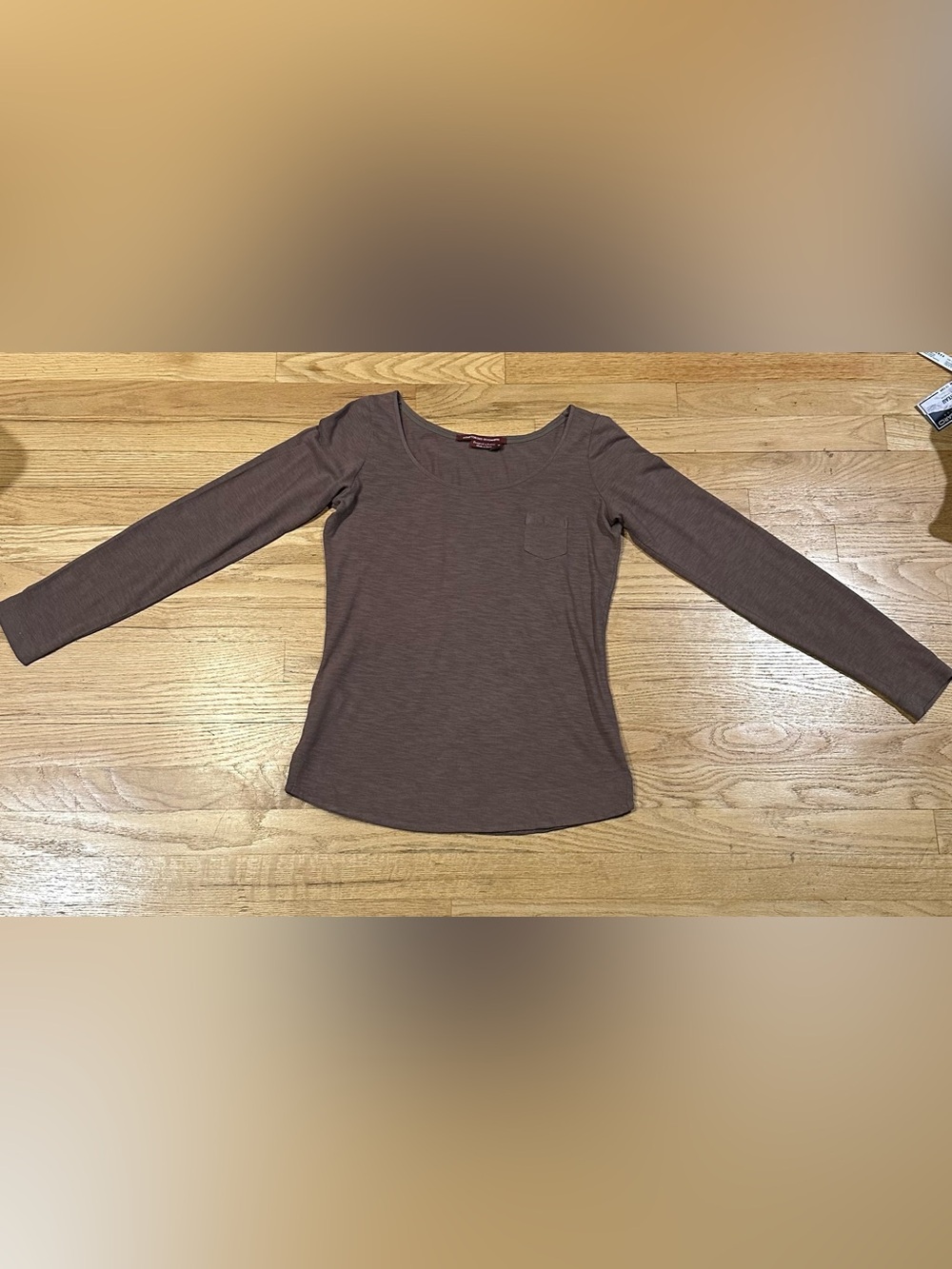 Comptoir Des Cotonniers Taupe 100% Cotton long Sleeve w/ pocket Tee Shirt (S)